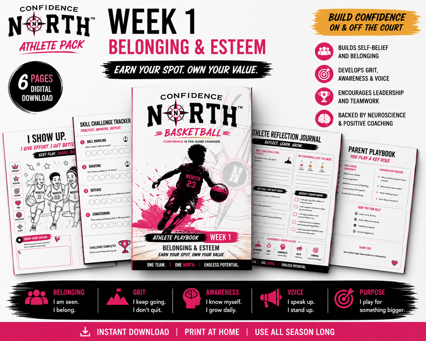 Confidence North™ | Athlete Activity Pack | Belonging & Esteem